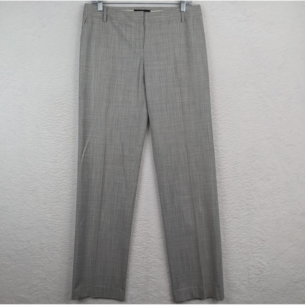 Lafayette 148 Gates Wool-Blend Pant Plaid Career Trouser In Gray Size 4